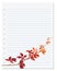 Notebook paper with autumn virginia creeper leaf