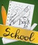 Notebook Paper, Chalk, Pen and Eraser for Back to School, Vector Illustration