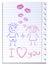 Notebook paper sheet with lips imprint