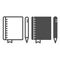 Notebook and pen, copybook, drawing block, notepad line and solid icon, education concept, pad vector sign on white