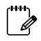 Notebook and pencil icon. Icon of notes. Notepad vector sign.