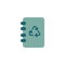 Notebook with recycling arrows flat icon
