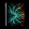 Notebook Shape In Fire On Black Background. Generative AI