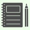 Notebook solid icon. Writing spiral notepad and pencil glyph style pictogram on white background. Business and office