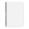 Notebook on a spiral. Knitted, bound, white paper. Vector image of notepad in mocap style. Stock Photo.