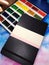 Notebook watercolor paint palette paintbrush space background photo