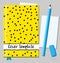 Notepad, book cover design template with abstract hand drawn style black dots on yellow background