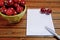 Notepad with cherries fruit