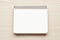 Notepad with empty blank page. Notebook top view