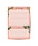 Notepad with floral touch. Office stationery notebook on pink background