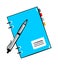 Notepad with pen cartoon sticker in retro style