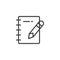 Notepad and pencil outline icon