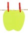 Notepad shaped apple hanging from a rope