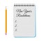 Notepad with title New Years Resolutions