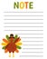 Notes list template. Pilgrim Turkey Thanksgiving. Organizer and Schedule with place for Notes. Good for Kids.