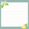 Notes page with lemon and lemon flowers on a white background with a gray-green border