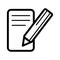 Notes and pan vector icon. Black and white note illustration. Outline linear business icon.