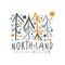 Noth land logo template original design, badge for nothern travel, sport, holiday, adventure colorful hand drawn vector