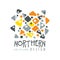 Nothern logo template original design, badge for nothern travel, sport, holiday, adventure colorful hand drawn vector