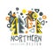 Nothern logo template original design, badge for nothern travel, sport, holiday, adventure colorful hand drawn vector