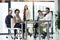 Nothing stands in our way of achieving excellence. Portrait of a group of businesspeople having a meeting together in a