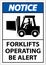 Notice 2-Way Forklifts Operating Sign On White Background