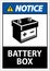 Notice Battery Box with Icon Sign On White Background