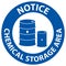Notice Chemical Storage Area Sign On White Background