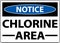 Notice Chlorine Area Sign On White Background
