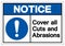 Notice Cover all Cuts and Abrasions Symbol Sign ,Vector Illustration, Isolate On White Background Label .EPS10