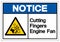 Notice Cutting of Fingers Or Hand Engine Fan Symbol Sign, Vector Illustration, Isolate On White Background Label .EPS10