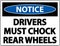 Notice Drivers Must Chock Wheels Label Sign On White Background