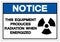 Notice equipment produces radiation when energized Symbol Sign, Vector Illustration, Isolate On White Background Label. EPS10