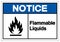 Notice Flammable Liquids Symbol Sign, Vector Illustration, Isolate On White Background Label .EPS10