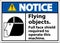 Notice Flying Object Face Shield Required Sign On White Background