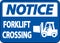 Notice Forklift Crossing Sign On White Background