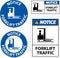 Notice Forklift traffic Floor Sign On White Background