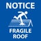 Notice Fragile Roof Sign On White Background