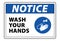 Notice Hand wash sign vector, wash your hands sign