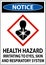 Notice Health Hazard GHS Sign On White Background