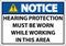 Notice Hearing Protection Must Be Worn Sign On White Background