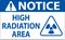 Notice High Radiation Area Sign On White Background