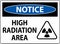 Notice High Radiation Area Sign On White Background