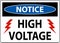 Notice High Voltage Sign On White Background