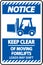Notice Keep Clear of Moving Forklifts Sign On White Background