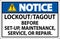 Notice Label: Lockout/Tagout Before Set-Up, Maintenance, Service Or Repair