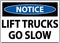 Notice Lift Trucks Go Slow Sign On White Background