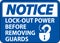 Notice Lock-Out Power Label On White Background