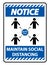 Notice Maintain social distancing, stay 6ft apart sign,coronavirus COVID-19 Sign Isolate On White Background,Vector Illustration