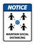 Notice Maintain social distancing, stay 6ft apart sign,coronavirus COVID-19 Sign Isolate On White Background,Vector Illustration